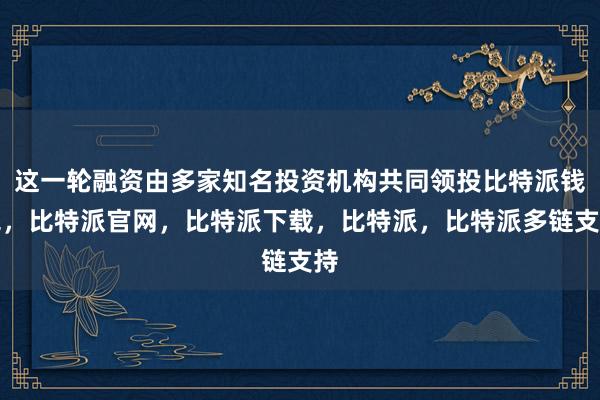 这一轮融资由多家知名投资机构共同领投比特派钱包，比特派官网，比特派下载，比特派，比特派多链支持