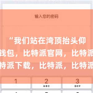 “我们站在湾顶抬头仰望比特派钱包，比特派官网，比特派下载，比特派，比特派多链支持