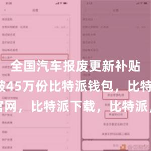 全国汽车报废更新补贴申请突破45万份比特派钱包，比特派官网，比特派下载，比特派，比特派多链支持